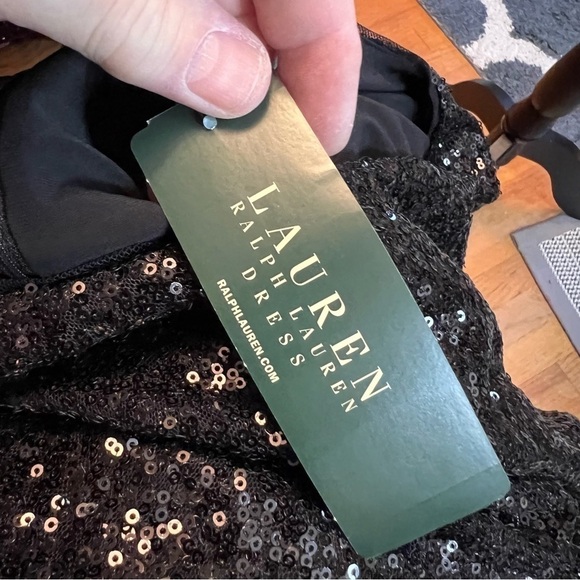 NWT Lauren Ralph Lauren Women Plus Black Sequin Formal Dress Sleeveless Size 18W - Picture 9 of 10